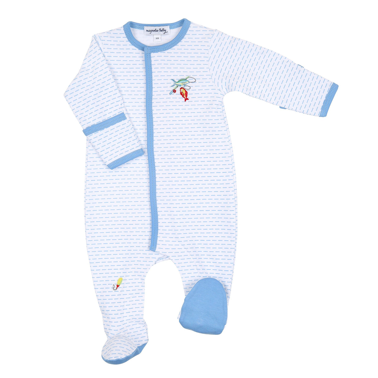 Magnolia Baby Fish All Day Emb Footie Light Blue