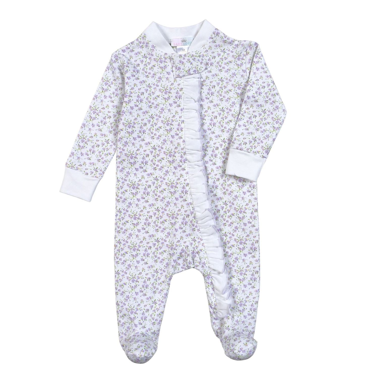 Baby Loren Leyla Purple Floral Zipper Footie LEY-299