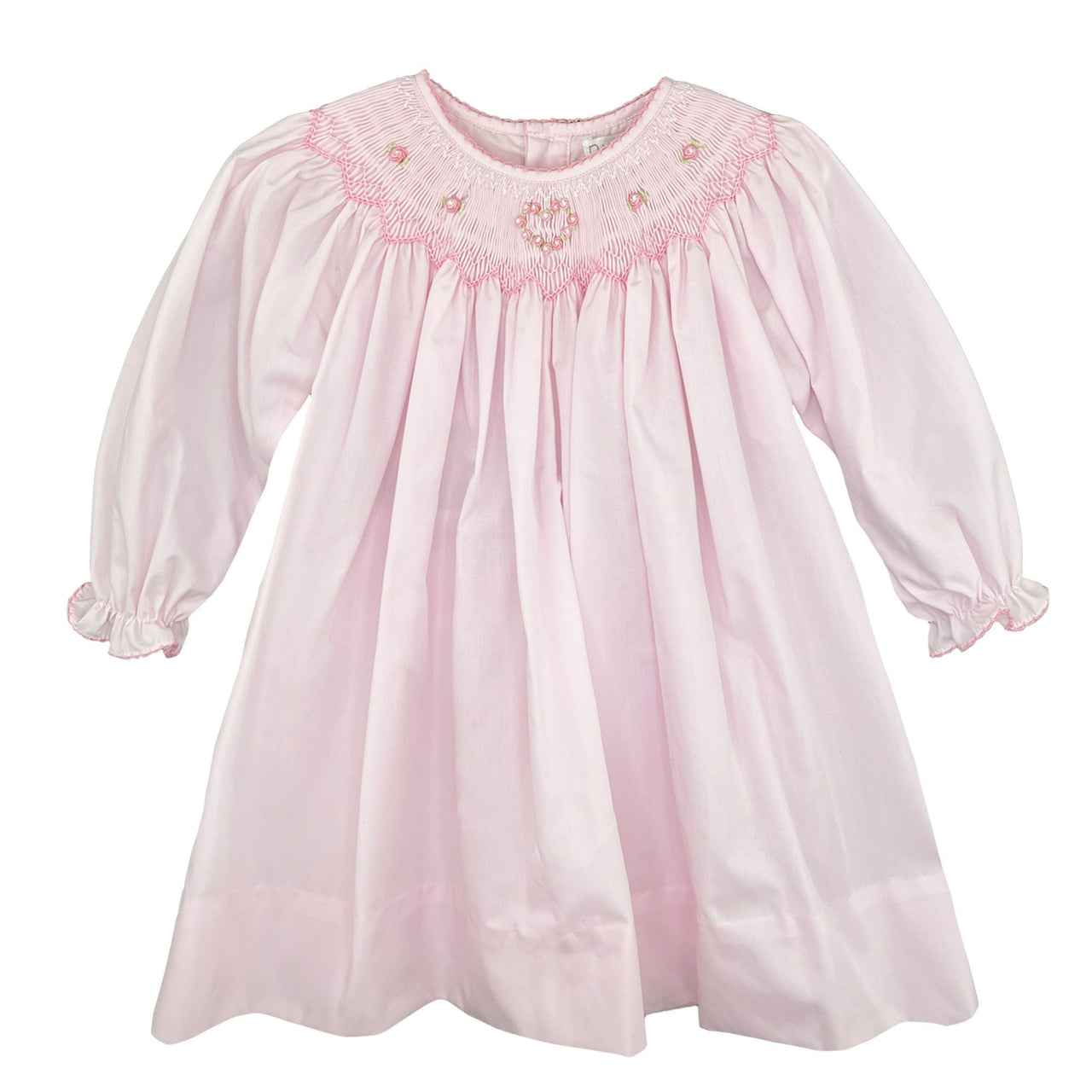 Petit Ami Pink Dress W/Floral Heart Emb 3124/4124 5008