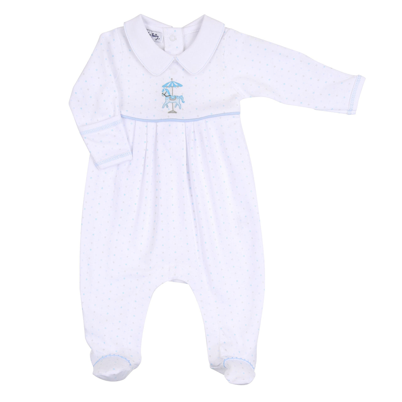Magnolia Baby Carousel Emb Collared Footie Light Blue 5005