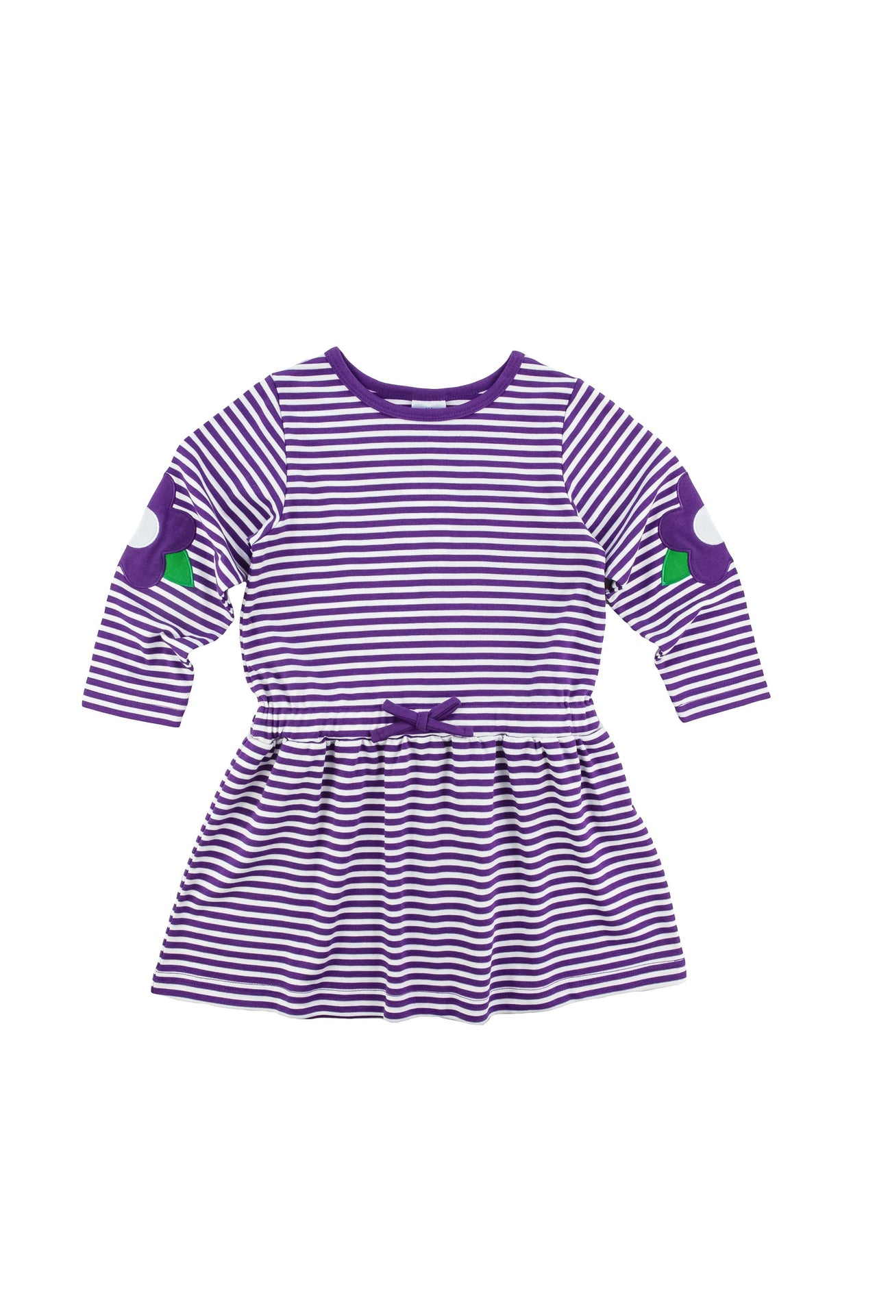 Florence Eiseman Purple/White Stripe Knit Dress W/Flowers F4914 5006