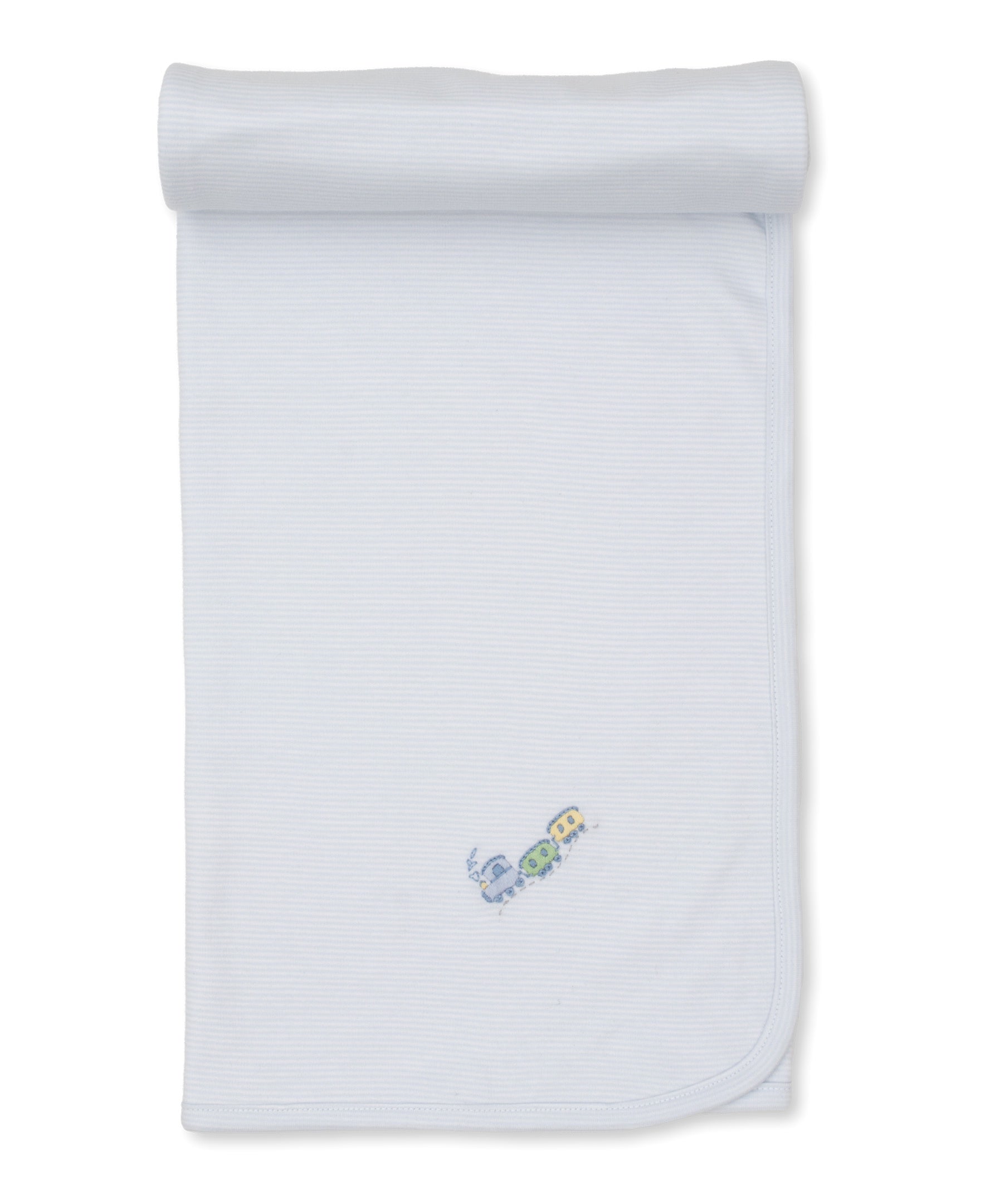 Kissy Kissy Premier Toy Trains Blanket W/Hand Emb Bl/WH Stripe KB709727O-K480 5006