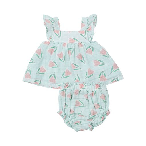 Angel Dear Tulips Butterfly Sleeve Pinafore & High Waisted Diaper Cover 4091-S24 5101