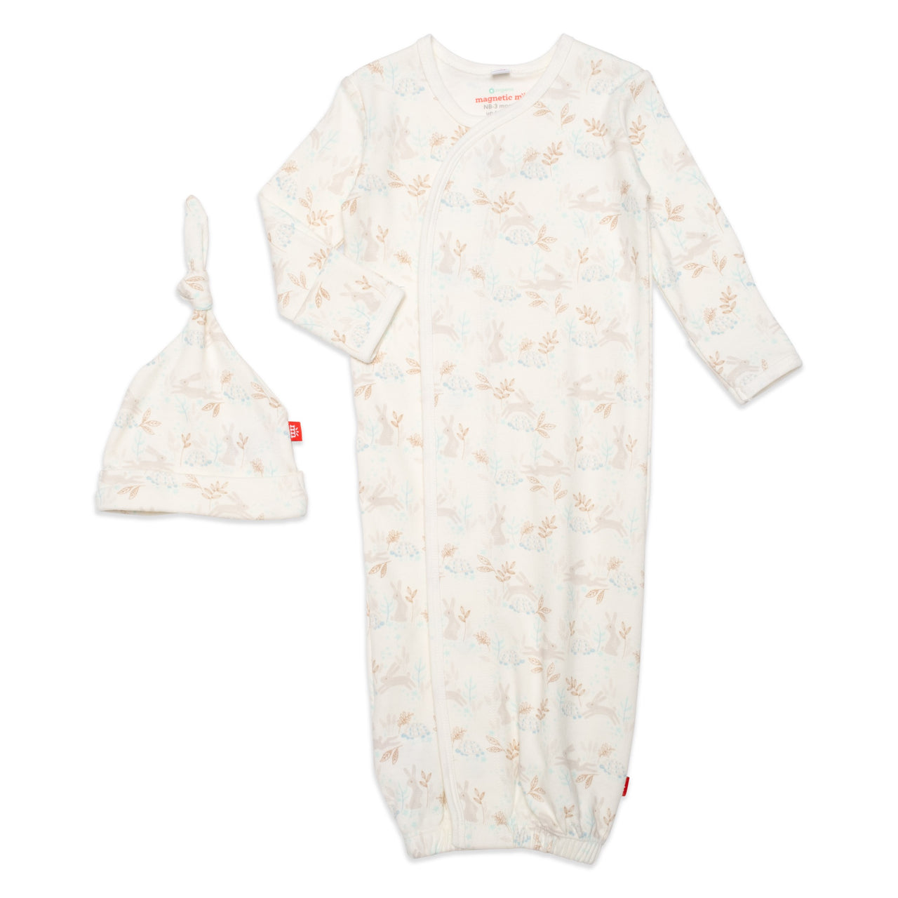 MAgnetic Me Tortoise and Hare Organic Magnetic Gown W/Hat NB/3m MS14OG02Th 5101