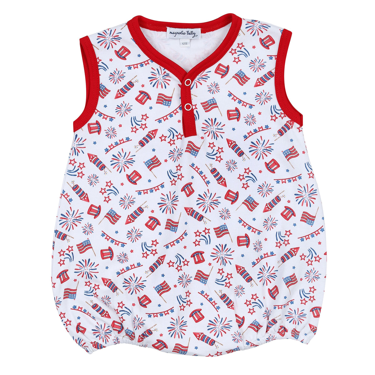Magnolia Baby Red, White and Blue! Printed Front Snap Sleeveless Bubble 5102