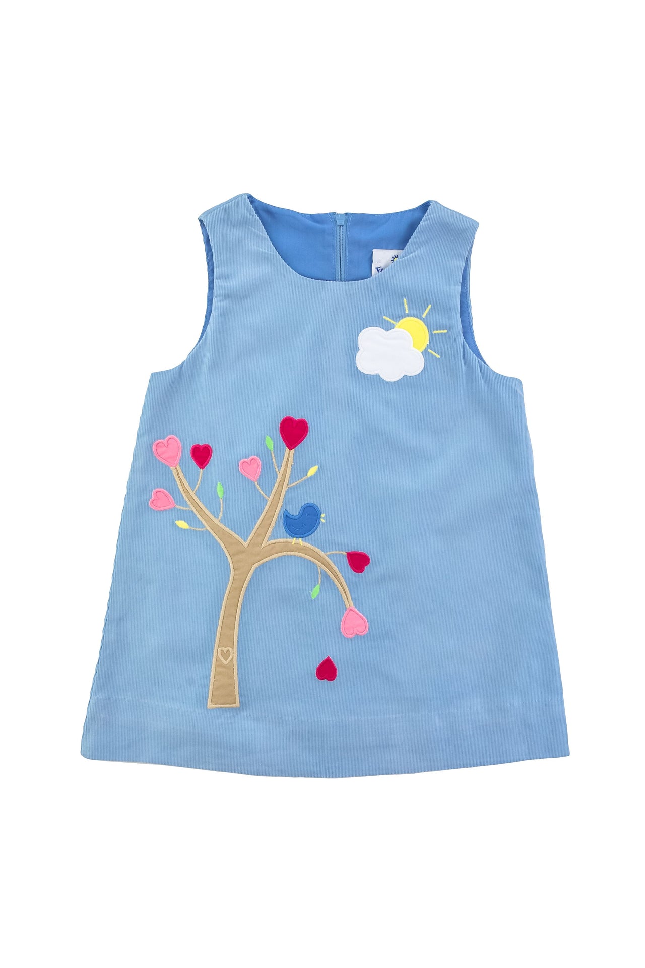Florence Eiseman Med Blue Jumper W/Heart Tree and Bird F4925 5007