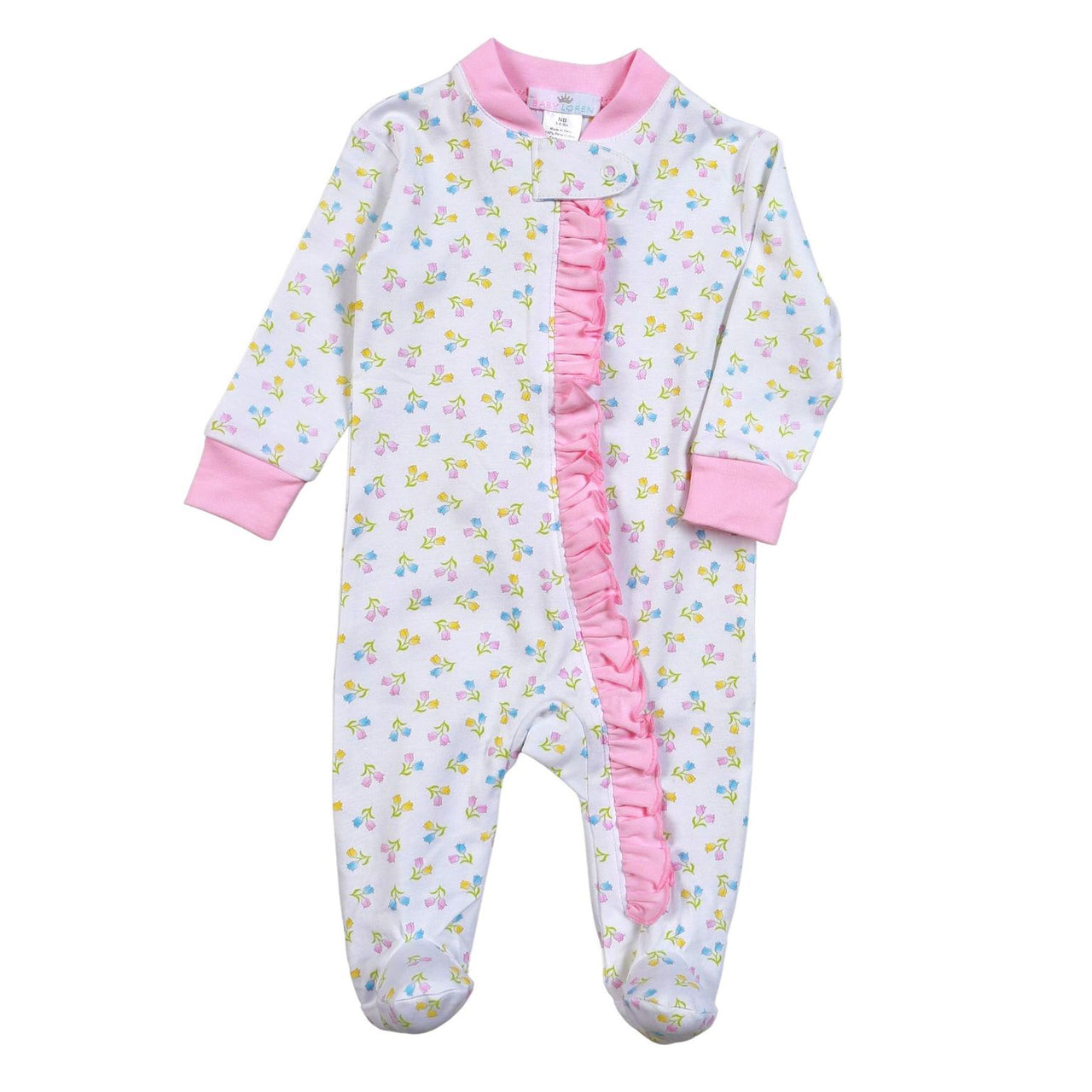 Baby Loren Sweet Tulips Zipper Footie TUL-299